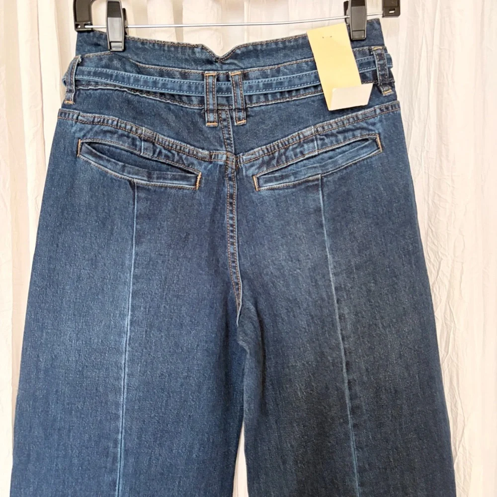 NEW SCOTCH & SODA High waisted Wide Leg COTTON Dark Blue Jeans 31” size 4,12 - Picture 7 of 16
